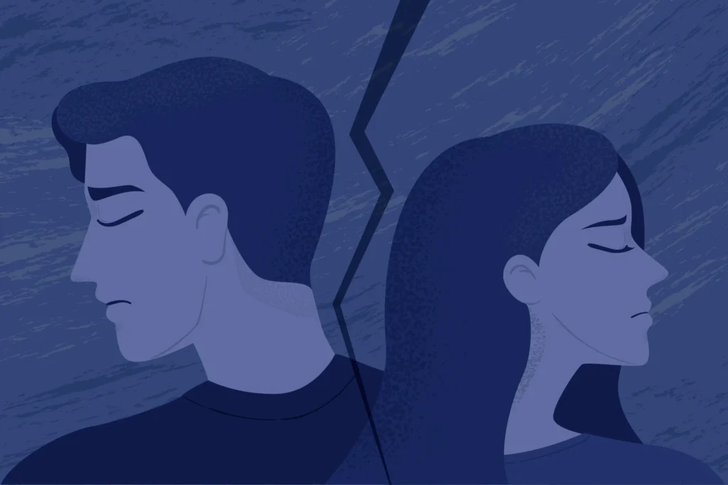 ilustración con chico y chica separados